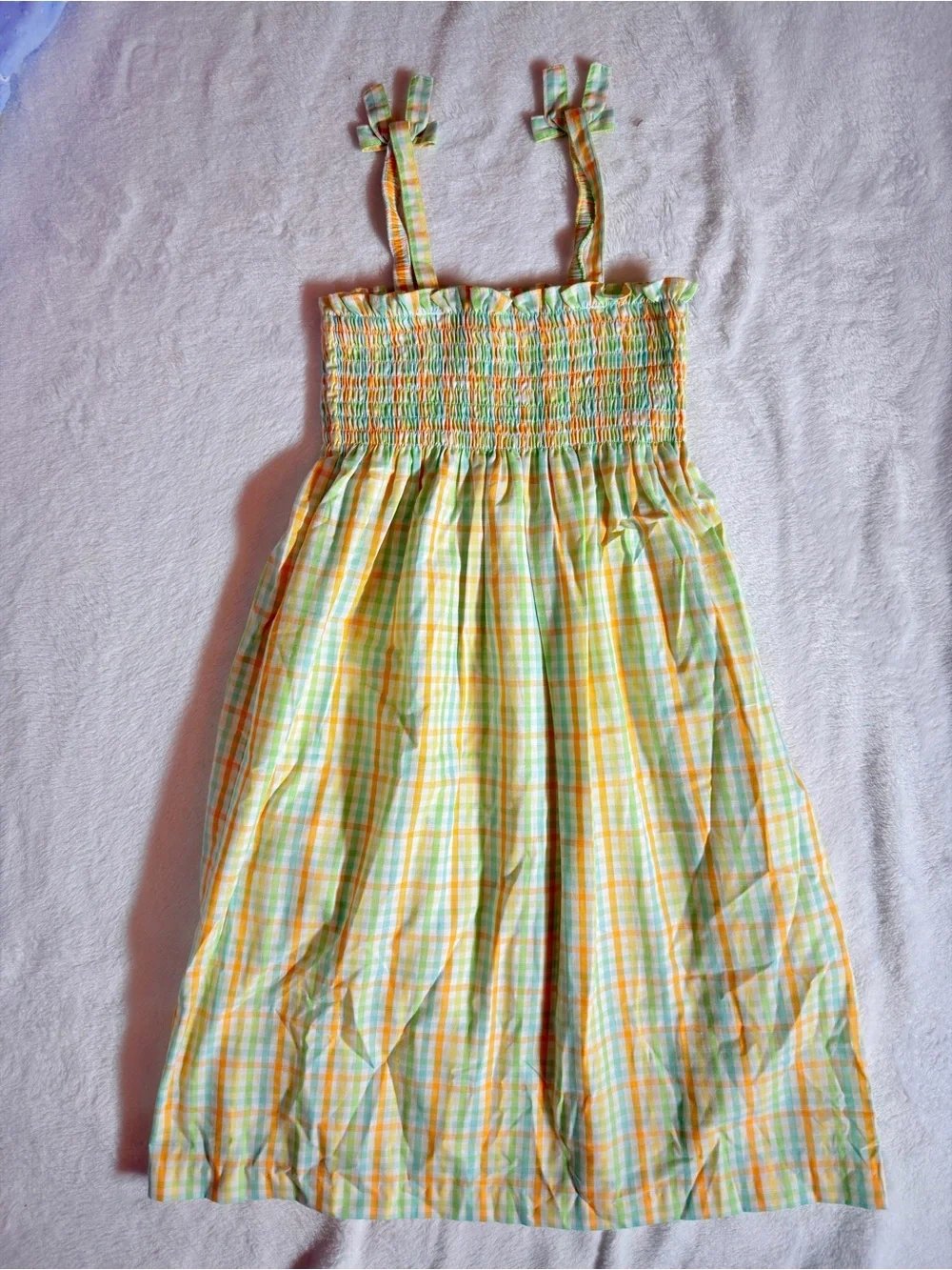 NWOT Little English plaid smocked top midi dress size 6